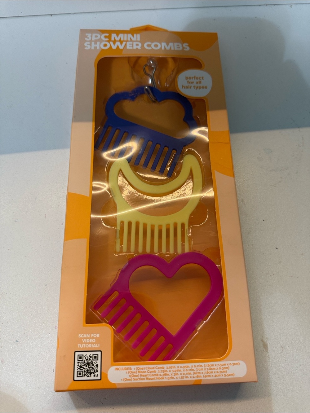 3PC Mini Shower Combs - Blue, Yellow, Purple